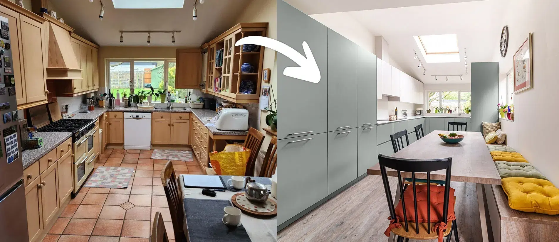 Kitchen before and after a refit