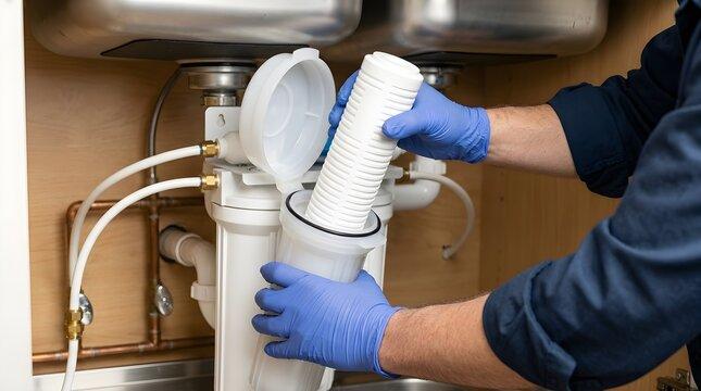 Plumbing work on a bathroom sink